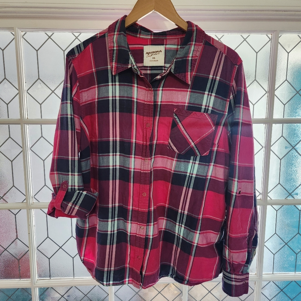 Arizona Jean Co Women's Snap-Up Flannel Shirt